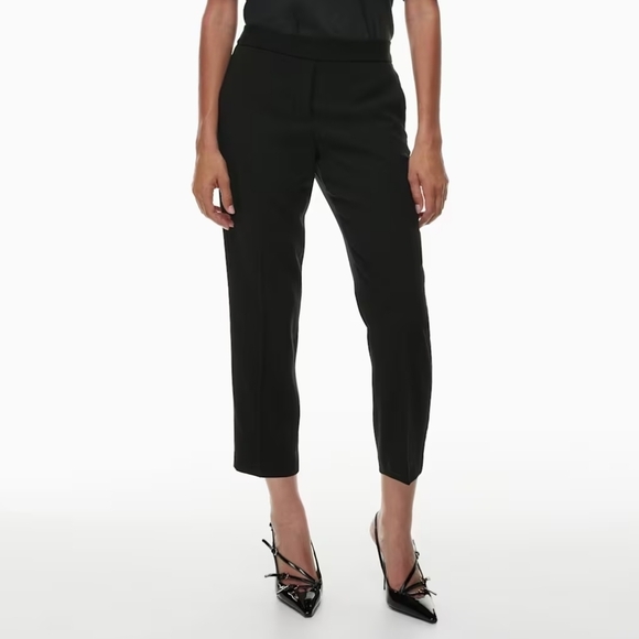 Babaton Pants - Babaton Atelier Elastic Waist Crepe Cropped Tapered Pant Black 14